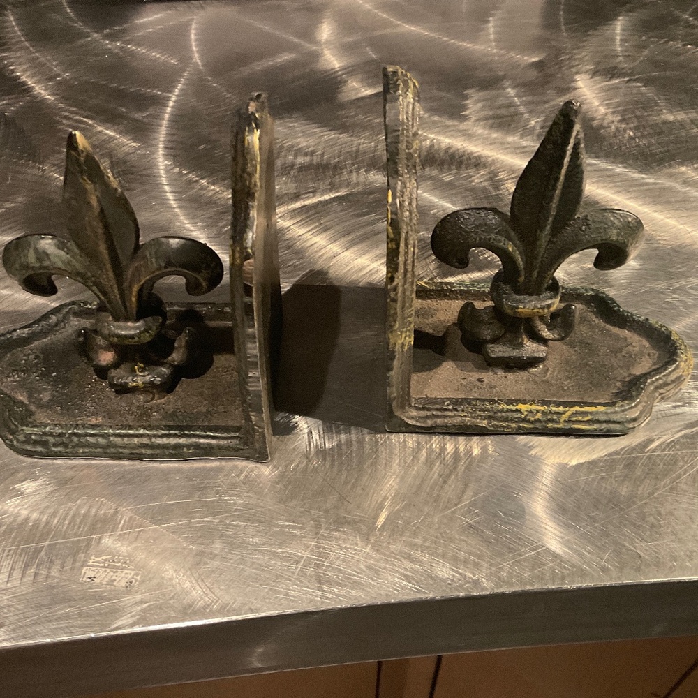 Book ends, antique oxidized copper